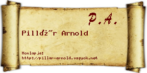 Pillár Arnold névjegykártya